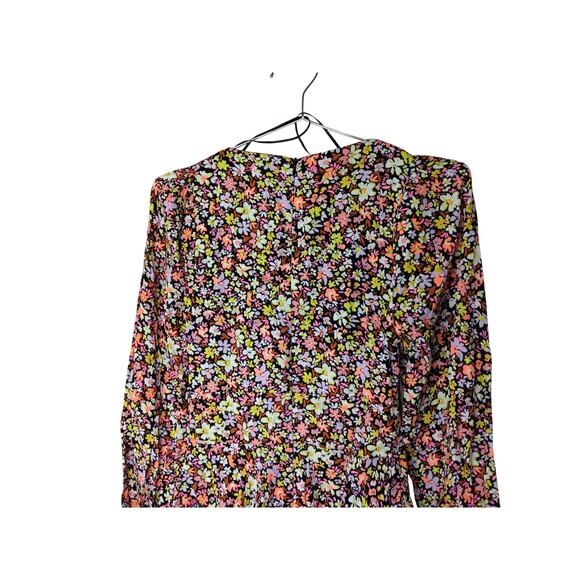 AFRM Womens Crepe Tiered Fit & Flare Mini Dress XS Noir Wildflower Floral NWT - Picture 8 of 15